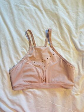 Zella Dusty Pink High-Neck Perforated Sports Bra